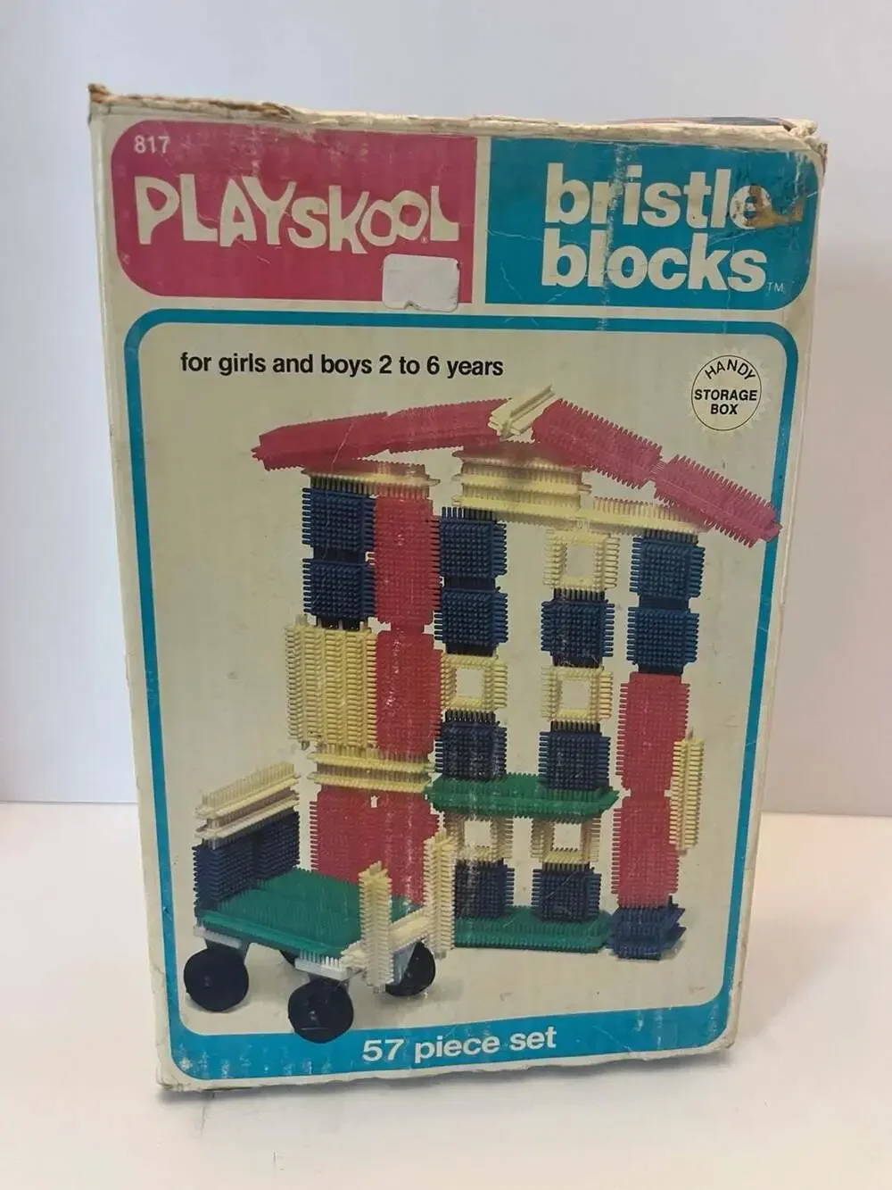Vintage 1978 Playskool Bristle Blocks 57 Piece Set #817